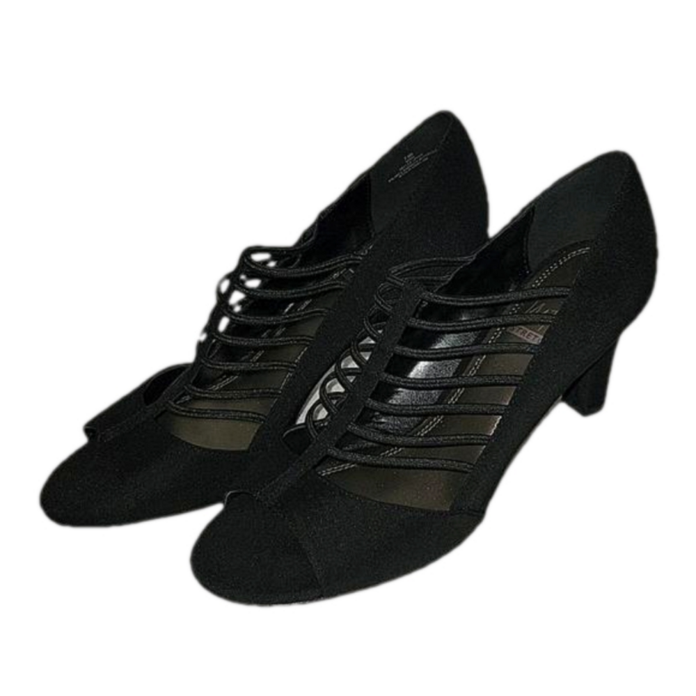 IMPO Black Open Toe Strappy Heels Size 7.5 NWOT